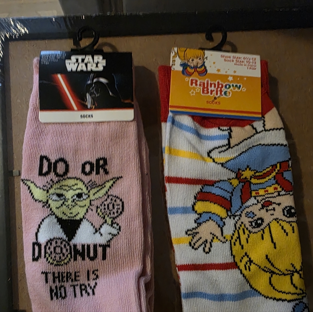 Starwars Yoda - Rainbow Bright Striped Long/knee socks. Pink, Multi-color.